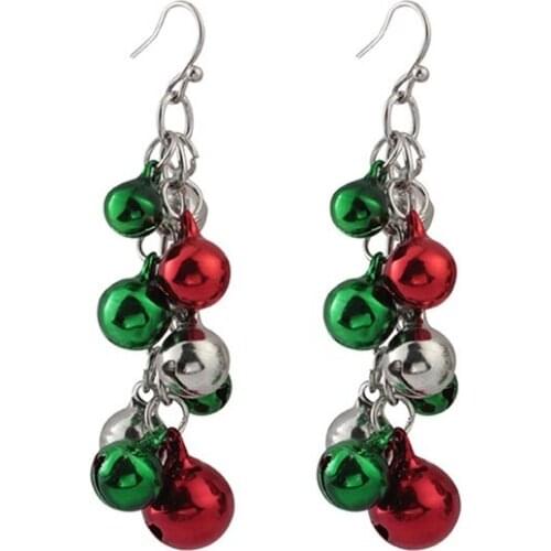 Christmas Red and Green Bell Tassel Pendant Earrings 2019 New Trend Statement Earring Jewelry Gifts