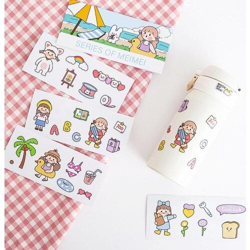 DIY Girls Water Bottle Waterproof PVC Decoration Stickers Cute Thermos Phone Mugs Stickers Phone Laptop Diary Album Stickers