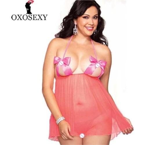 OXOSEXY XXXL Women plus size Sexy Lingerie hot sexy Underwear bow bra exposed breast babyDoll erotic lingerie sexy costumes 227