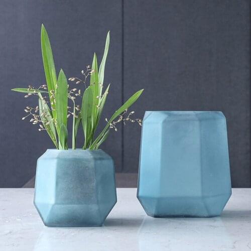 20cm Nordic Flower Frosting Glass Vase Desktop Dull Polish Terrarium Home Decoration Accessories Flower Vases for Homes