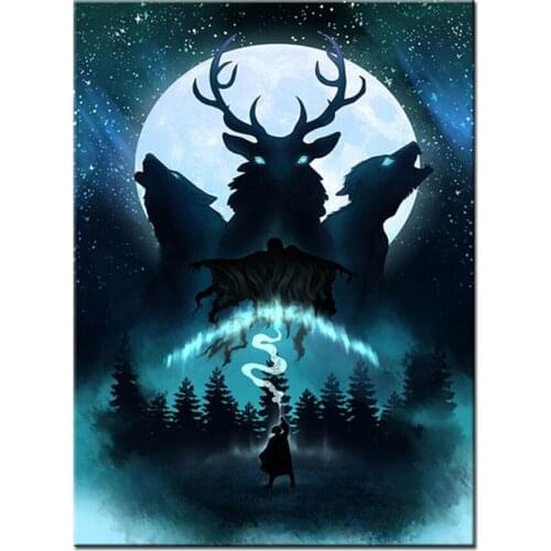 Rhinestone Painting Fantasy Deers Forest Night DIY Diamond Painting diamond Embroidery 5d mosaic full Diamond cross stitch A959