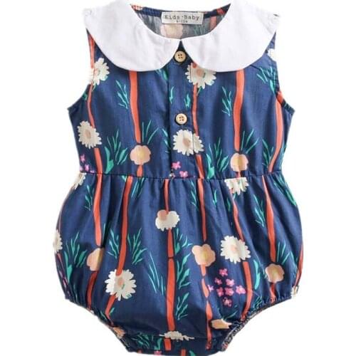 Triangular Baby girl Clothes Cotton Printed Conjoined Suit Summer Sleeveless Baby Girls Fashion Floral bodysuit children overall