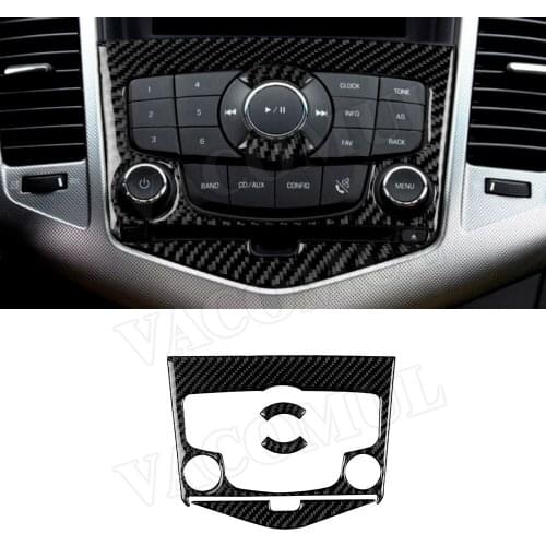 Carbon Fiber Interior Trim Central Control CD Panel Switch Button Cover Stickers For Chevrolet Cruze 2009-2015 Car Accessories