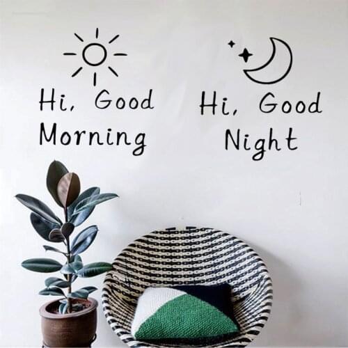 Good Morning/Good Night vinyl Wall Sticker living room bedroom for Home Decoration mural Decals Art alphabet Stickers wallpaper