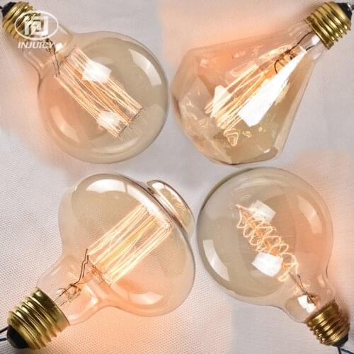 Vintage Edison Tungsten Filament Bulb E27 Screw Light Bulb 40W Watt Diamond Decorative Retro Industrial Lighting Light Source