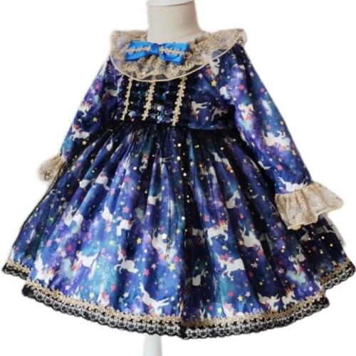 Vintage Country style baby girl lolita princess dress kids Spanish long sleeve Christmas party ball gown dress