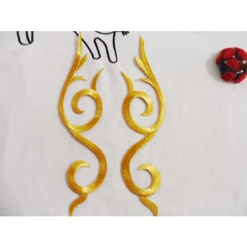 23*5 cm 15 pairs/lot Embroidered Cloth gold and silver Iron On Patch Sew Motif Applique Embroidery patch and applique