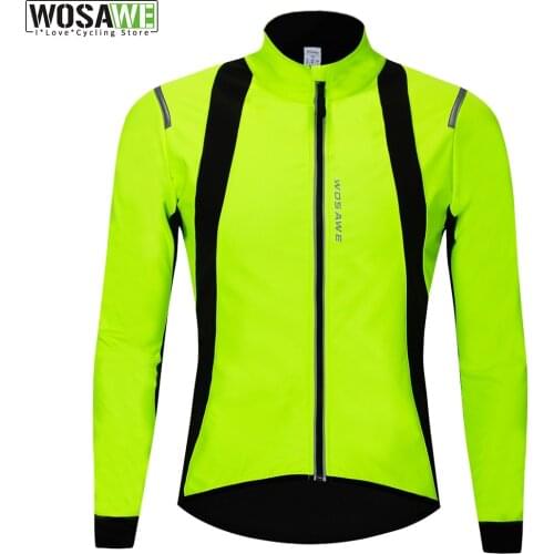 WOSAWE Water Rain Repellent Reflective Thermal Fleece Cycling Jackets Men Bike Bicycle MTB Coat Winter Windbreaker Clothing