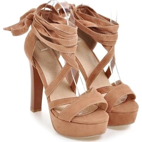 Plus Size 10 11 12 ladies summer platform sandals women shoes woman Crisscross straps with exposed toes