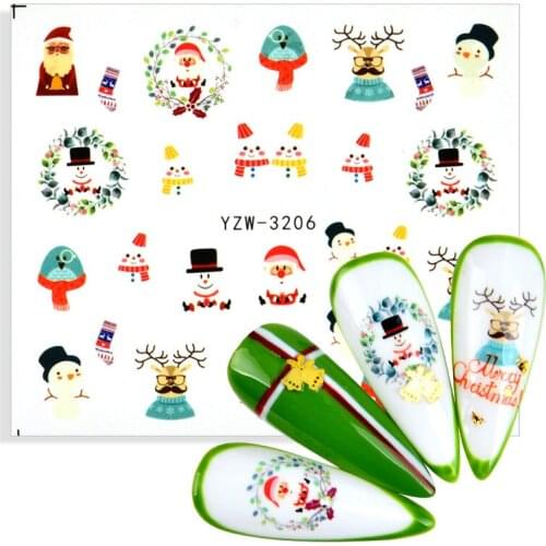 1pcs Nail Decal and Sticker Abstract Lady Face Christmas Tree Santa Snowman Slider for DIY Manicure Nail Art Decorations Tool
