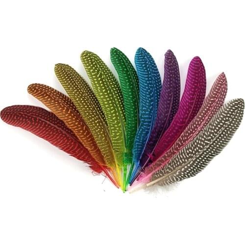 10Pcs/Lot 15-20cm Dyed Polka Dot Guinea Hen Feathers for Crafts Holiday Decoration DIY Table Centerpieces Carnival Accessories