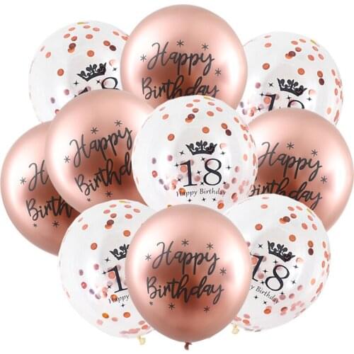 12inch/10pcs rose gold gold silver 18 years old printing latex balloon happy birthday latex balloon birthday party decoration