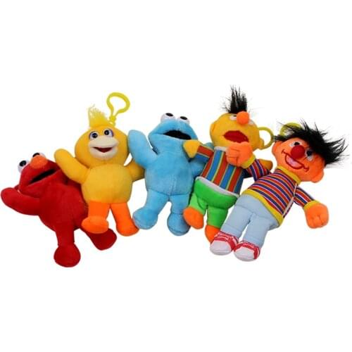13cm 5 Styles Sesame Street Elmo Cookie Big Bird Ernie Bert Plush Keychain Toys Stuffed Doll Free Shipping