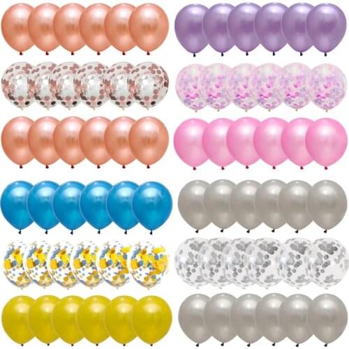 18Pcs Rose Gold Latex Balloons Confetti Set Chrome Balloon Birthday Party Decors Wedding Decoration New Year Globals Metallic