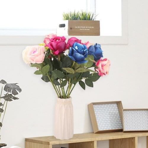 2pcs 52cm Real Touch Artificial Velvet Roses Flower Bouquet Home Garden Bedroom Living Room Wedding Party Decoration Flores