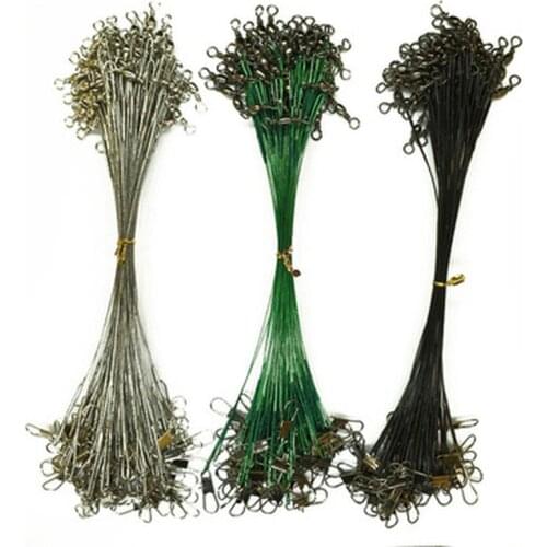 20Pcs Steel Fishing Line Steel Wire Leader with Swivel Olta Fishing Accessory Lead Core Leash Fishing Leader Wire Tackle Pesca