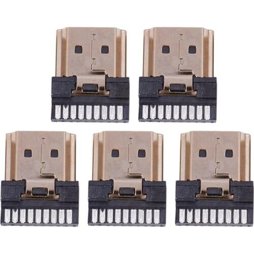 5 Pcs HDMI-compatible Male 19 Pins A Type Solder Plug Connector Termination Repair Replace PCB Socket Solder