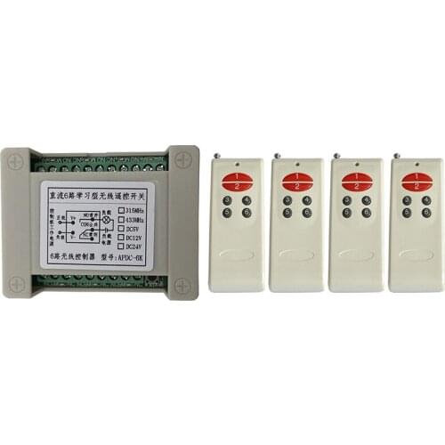 500M Long Range DC12V 6CH 10A RF wireless remote control switch system transmitter & receiver relay Learning Code/lamp/ window