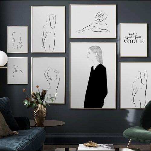 Abstract Line Sexy Woman Body Art Prints Wall Art Canvas Painting Nordic Posters And Prints Wall Pictures For Living Room Decor
