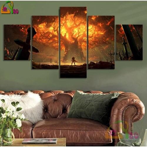 5d Diy Diamond Painting 5pcs Anime Game Scene Wall Art Full Square Round Drill Cross Stitch Embroidery Rhinestone Home Decor