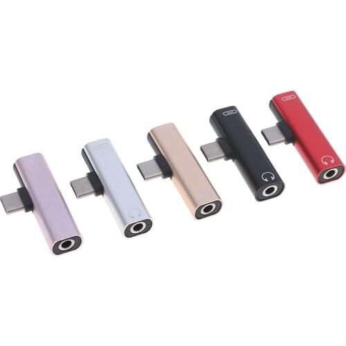 2 In 1 Type C Audio Adapter Mini Type-C To 3.5mm Jack Converter USB-C Charge Adapter Cable For Smartphones