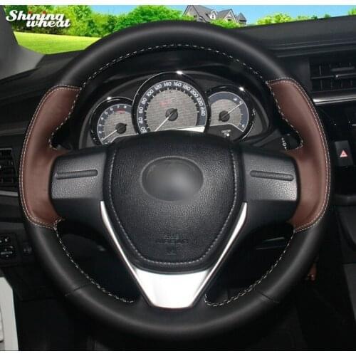 BANNIS Palm Red Black Leather Car Steering Wheel Cover for Toyota RAV4 2013-16 Toyota Corolla 2014-2016 Scion iM 2016