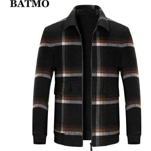 BATMO 2020 new arrival autumn 69.5% wool casual jackets men,mens wool plaid jackets ,19A988