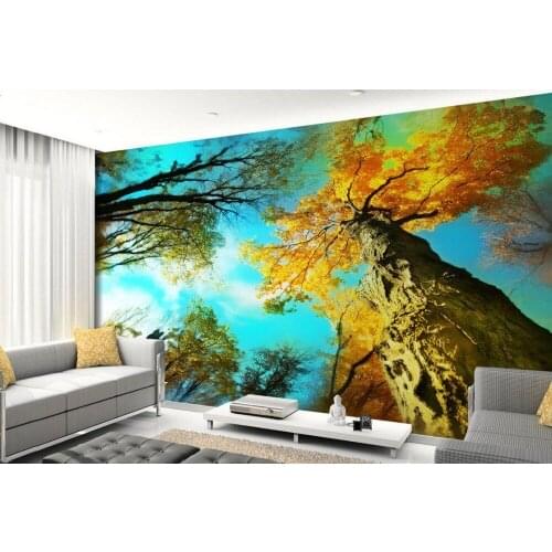 Birch leaves landscape Wallpapers for living room 3d room wallpaper landscape Home Decoration