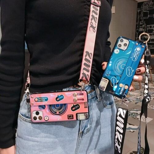 Fashion Camera Wristband Case For Xiaomi Mi 10 Pro 9 8 9T Note10 Pro Case Silicon Cover For Redmi Note 8 7 Pro Holder Case Strap