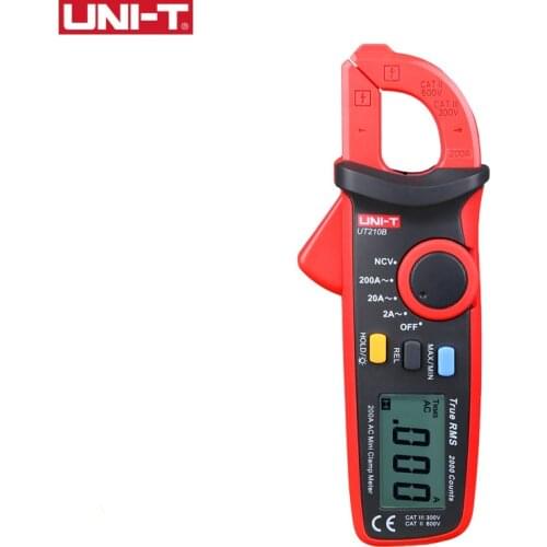 UNI-T UT210B Mini Digital Clamp Meter True RMS 200A AC Ammeter NCV Test Professional Multimeter Digitais LCD Backlight MAX MIN