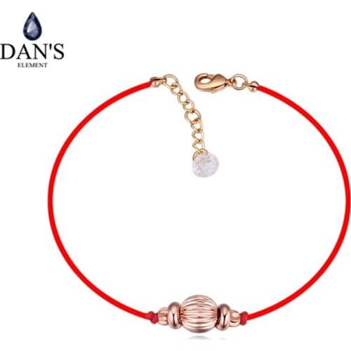 DANS Real Austrian Crystal jewelry thin red thread string rope Charm Bracelets for women Fashion New 113958