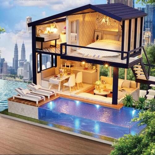 New Girl DIY 3D Wooden Mini Dollhouse 2020 Time Apartment Doll House Furniture Educational Toys Furniture For children Love Gift