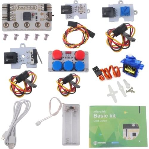 For Microbit Basic Kit, LED Module Crash Sensor Potentiometer Servo Starter Kit without Micro:bit Board, DIY Beginners Program