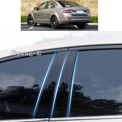 For Skoda Octavia 2015-2019 Car PC Material Pillar Post Cover Door Trim Window Piano Black Molding Sticker Plate Parts
