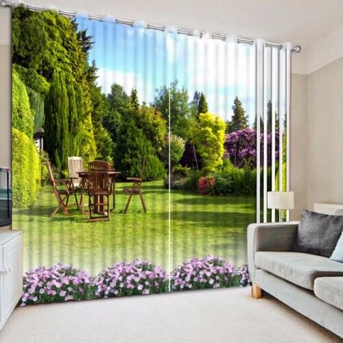 European Curtains Printing Curtain park scenery Curtains For The Living Room Blackout Hotel Home Wall Decoration Curtain