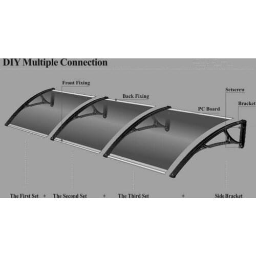 DS80360-A,80x360cm,Depth 80cm, Width 360cm. Aluminum Brackets Home Window Door Canopy, UV Coated Awning