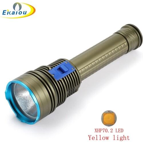 2020 new XHP70.2 LED Yellow light Diving Flashlight Underwater 150M Light glare tactics Torch Dive lamp diver Fishing Light