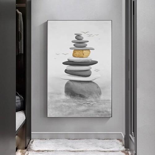 HD Printing Nordic Modern Abstract Stone Carving Art Minimalist Style Canvas Painting Living Room Home Decoration