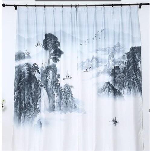 Customized 3d curtains Chinese style landscape curtain room study room living room thickening blackout curtains