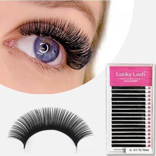 Lucky Lash Eyelash Extension 16rows/case 8~15mm Mix Size All Size Premium Natural Individual Makeup Maquiagem Cilios