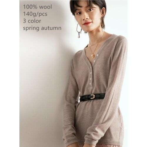 Naizaiga 100% wool solid Ultra-fine cardigan womens thin long-sleeved knitted bottoming through thin sweater, DGYS13