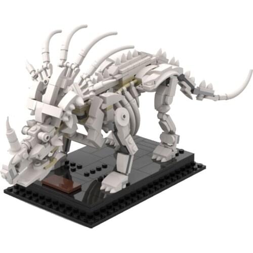 Movie Jurassic children 3 D dinosaur building block halberd dragon skeleton model DIY educational toy gift MOC