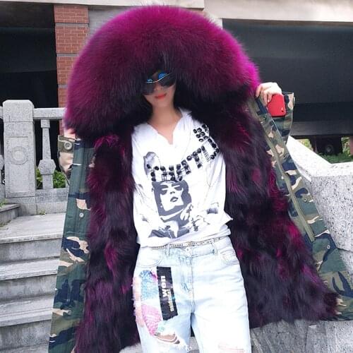 MaoMaoKongNatural Real Fox fur Jacket Hooded Woman parkas Winter warm Coat Mulher Parkas Womens jacket