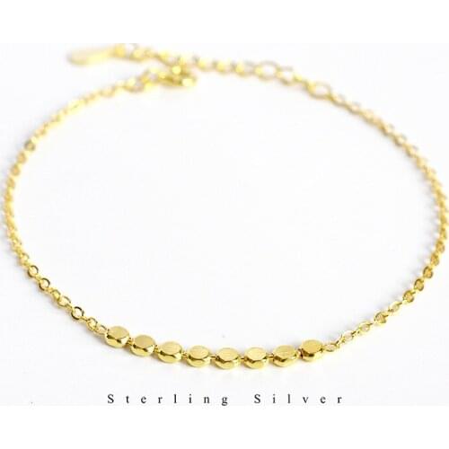 Ruifan Trendy Gold/White Gold 925 Sterling Silver Bracelets Minimalist Geometric Beads Bracelet Fine Jewelry for Women YBR150