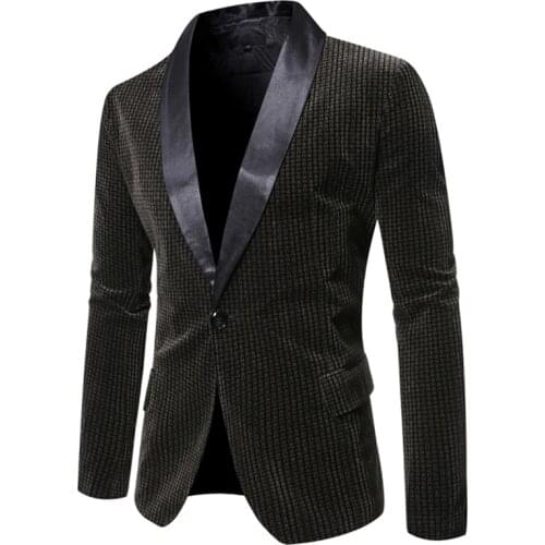 Mens Shawl Collar Blazer Jacket 2021 Autumn Winter Corduroy Suit Blazer Men Single Button Business Casual Tuxedo Blazers Jackets