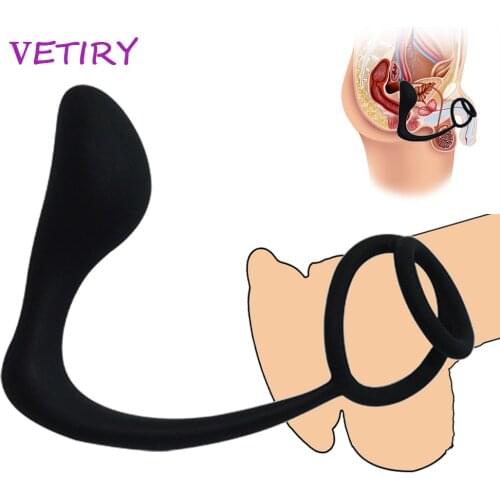 Men Butt Anal Plug Prostate Massager Male Masturbation Delay Ejaculation Sex Toys For Men Gays Silicone Single Double Cock Ring