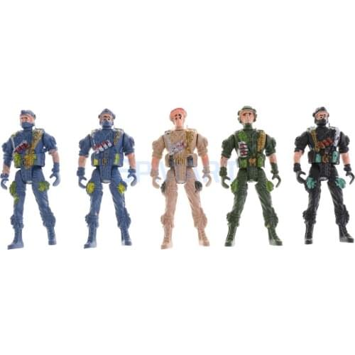 5pcs Plastic Military Playset Toy 9cm Paratroopers with Parachute Soldier Action Figures Kids Toy