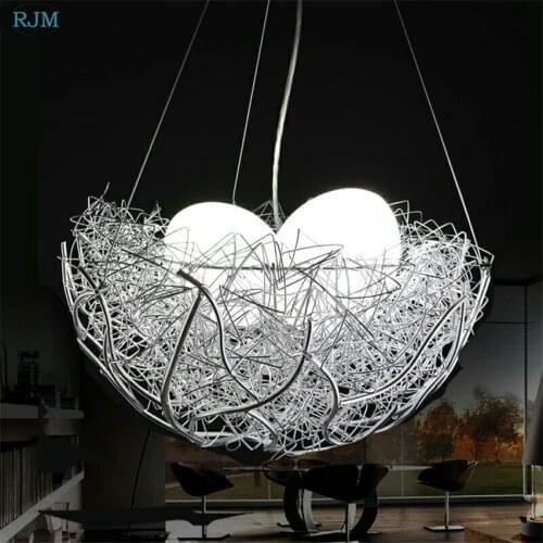 Nordic Novelty Creative Pendant Lights Aluminum Wire Birds Nest Hang Lamps for Living Room Bar Bedroom Restaurant Cafe Lighting