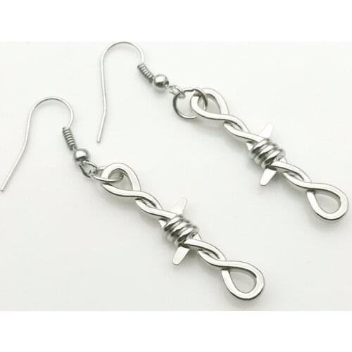 New Small Iron Ribbon Thorn Earrings Ladies Hip Hop Punk Gothic Barbed Wire Earrings Gift Small Iron Chain Earrings Gift