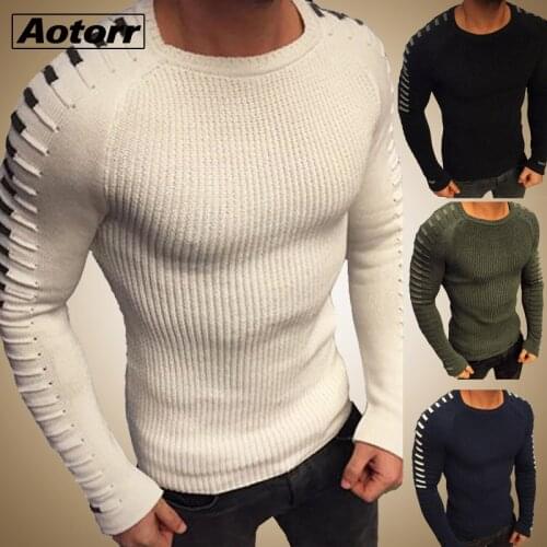 Autumn Winter Sweater Men 2020 New Arrival Casual Pullover Men Long Sleeve O-Neck Patchwork Knitted Men Sweaters Streetwear